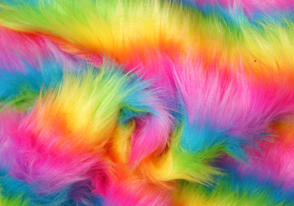 Pluche / Teddy regenboogkleuren langhaar