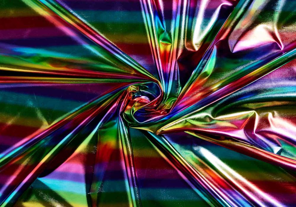 Regenboog Stof Glans met stretch