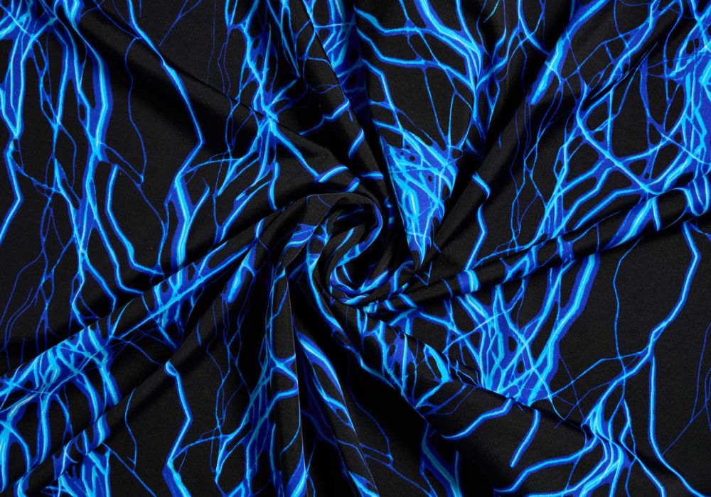 stretch stof lycra 4-way blauw bliksem