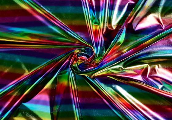 Regenboog Stof Glans met stretch