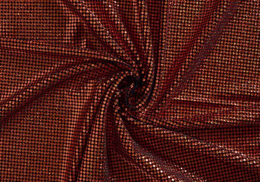 Oranje Strass Stof met Glitters