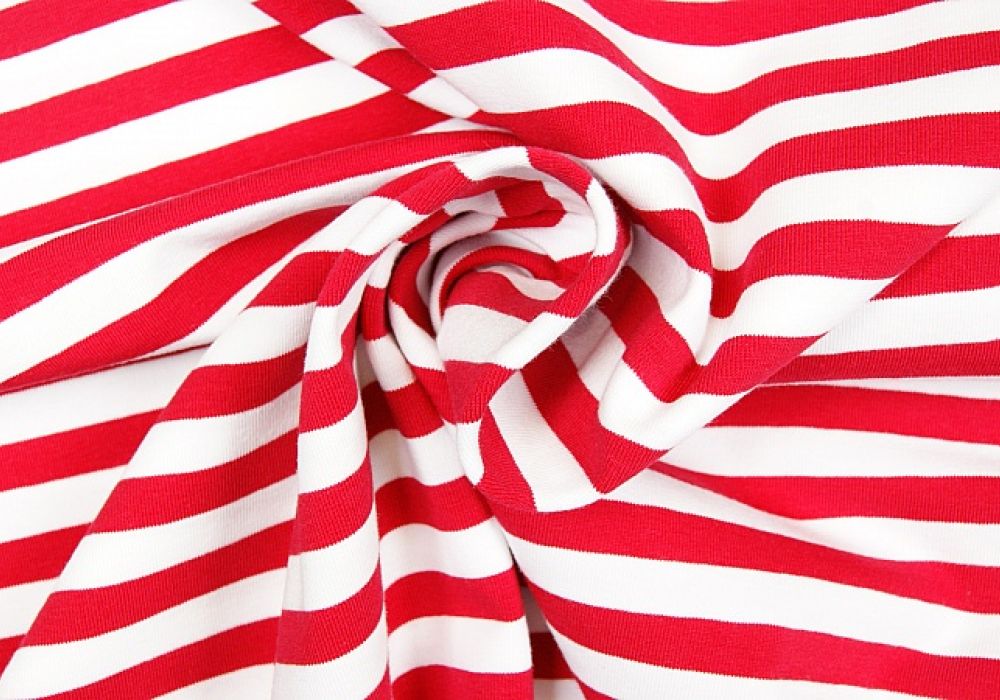 Strepen tricot rood/wit 10mm
