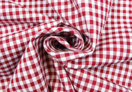 Ruitjes Stof Boerenbont Donkerrood Wit 5 mm