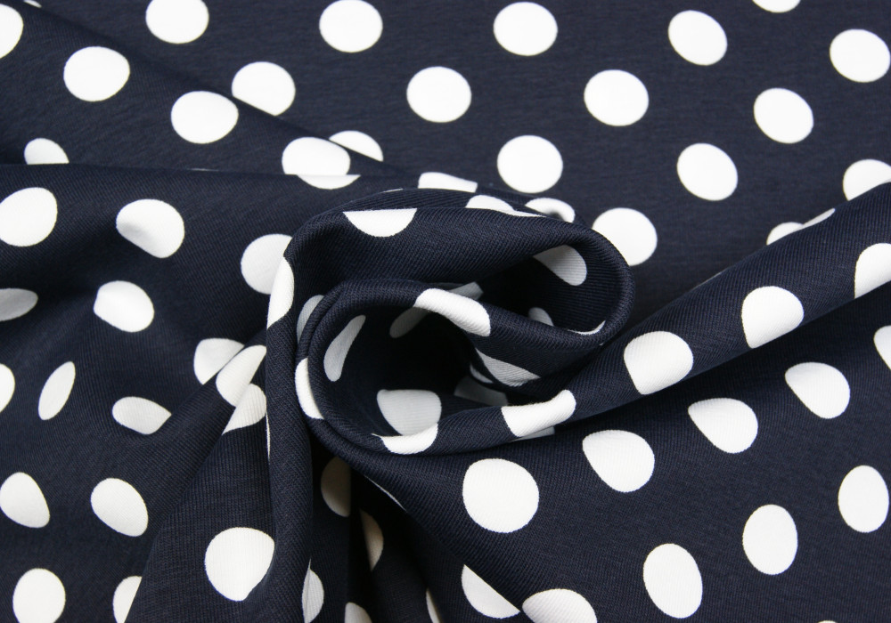 Stippen print katoenen tricot blauw