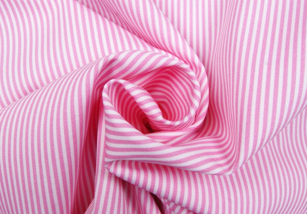 Boerenbont stof wit roze streep 2mm