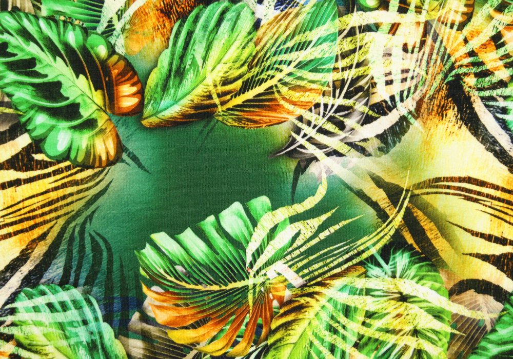 Digitale fotoprint tricot tropische bladeren