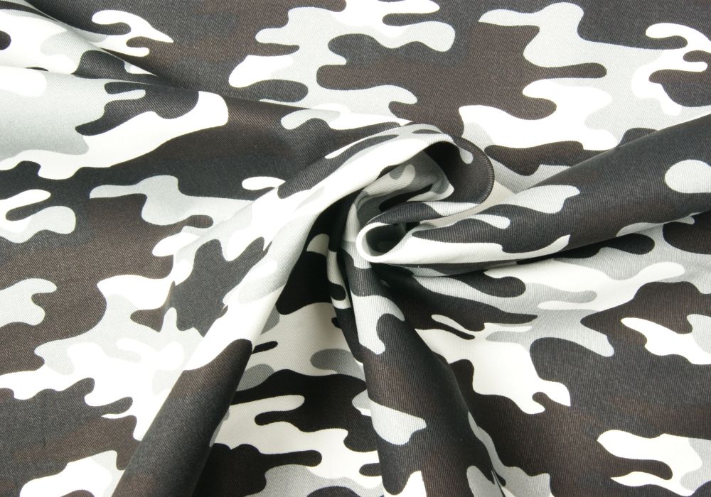 grijs camouflagestof katoen keper