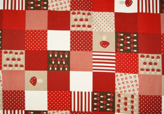 Kerststof patchwork rood