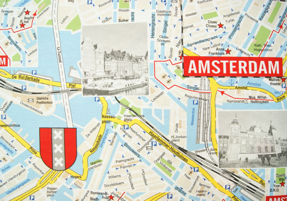 Decoratiestof plattegrond Amsterdam