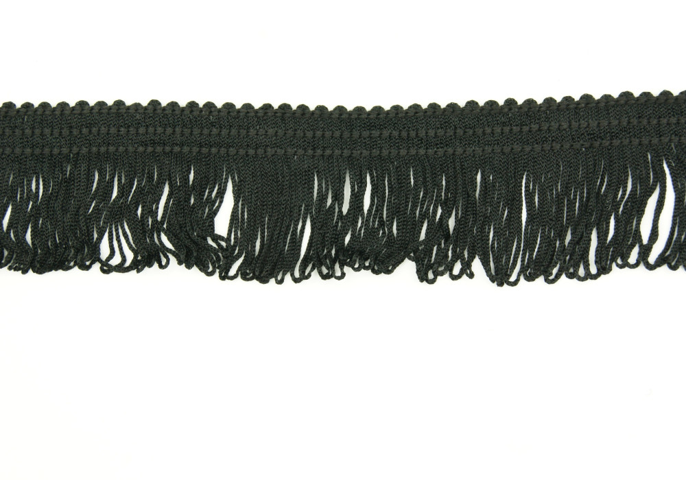 Franjeband satijn zwart 4cm lang