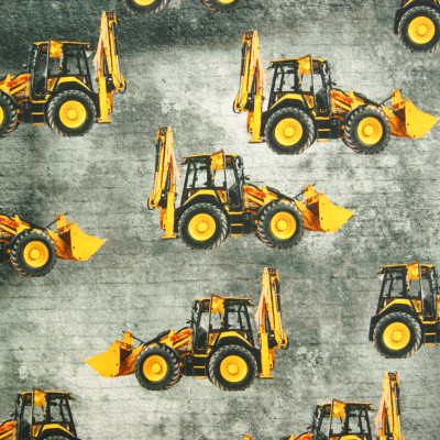Digitale fotoprint tricot bulldozer