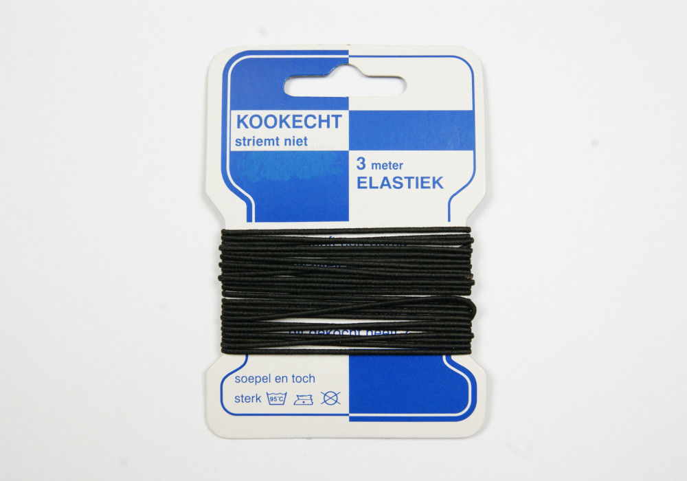 Hoeden elastiek zwart 1mm