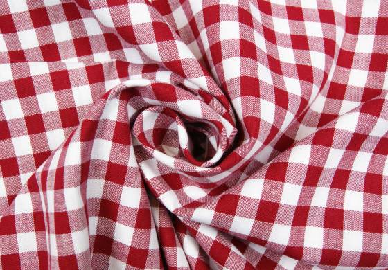 Ruitjes stof Boerenbont donkerrood wit 10mm