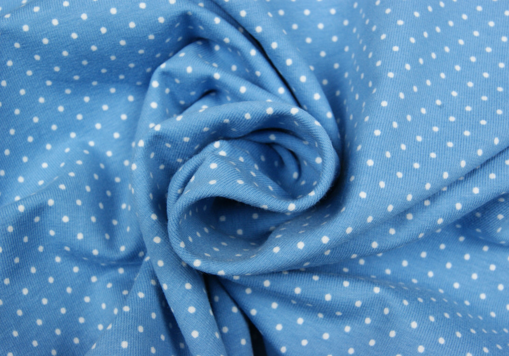 Stippen print tricot jeansblauw
