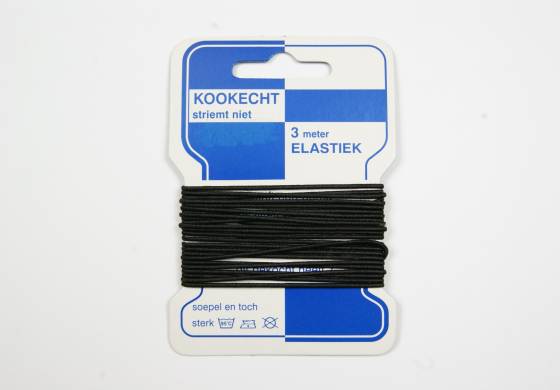Hoeden elastiek zwart 1mm