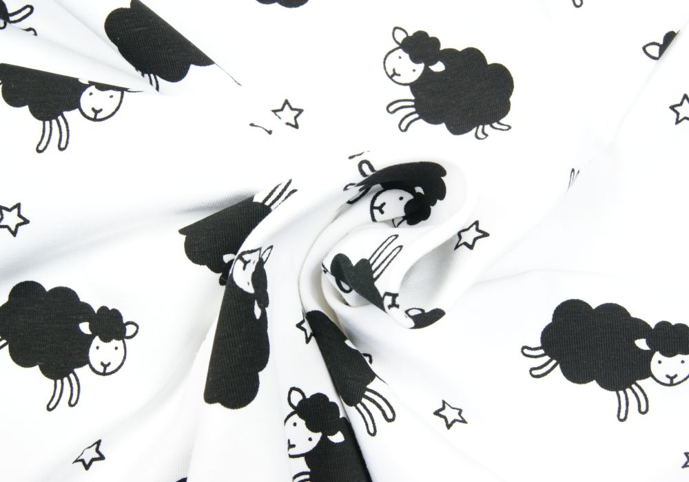 Fantasieprint tricot "Megan Blue Fabrics" schaapjes