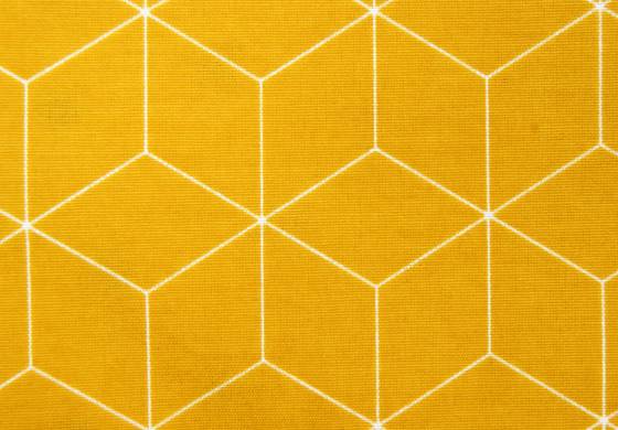 Decoratiestof oker/wit geometrische print