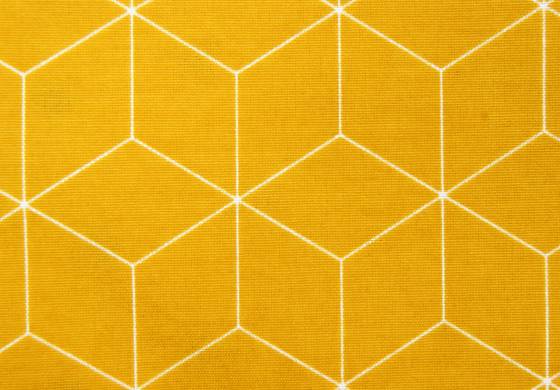 Decoratiestof oker/wit geometrische print