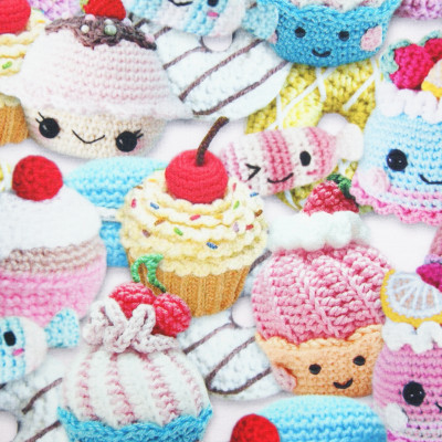 Digitale fotoprint tricot gehaakte cupcakes