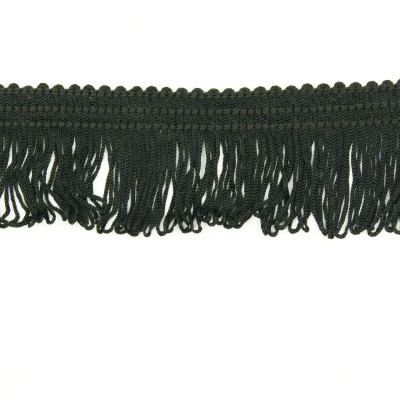 Franjeband satijn zwart 4cm lang