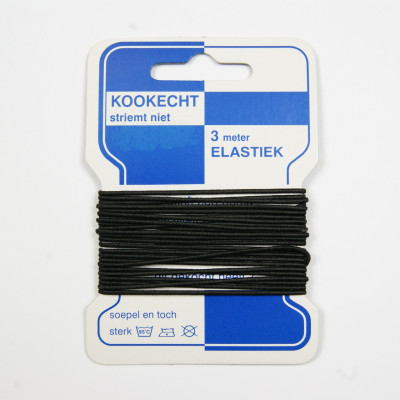 Hoeden elastiek zwart 1mm