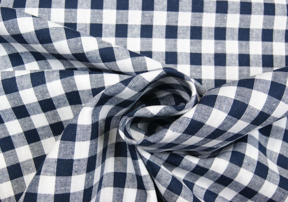 Boerenbont Blauw Wit Ruitjes stof 10 mm