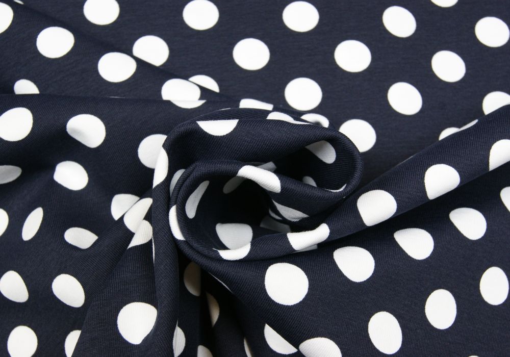 Stippen print katoenen tricot blauw