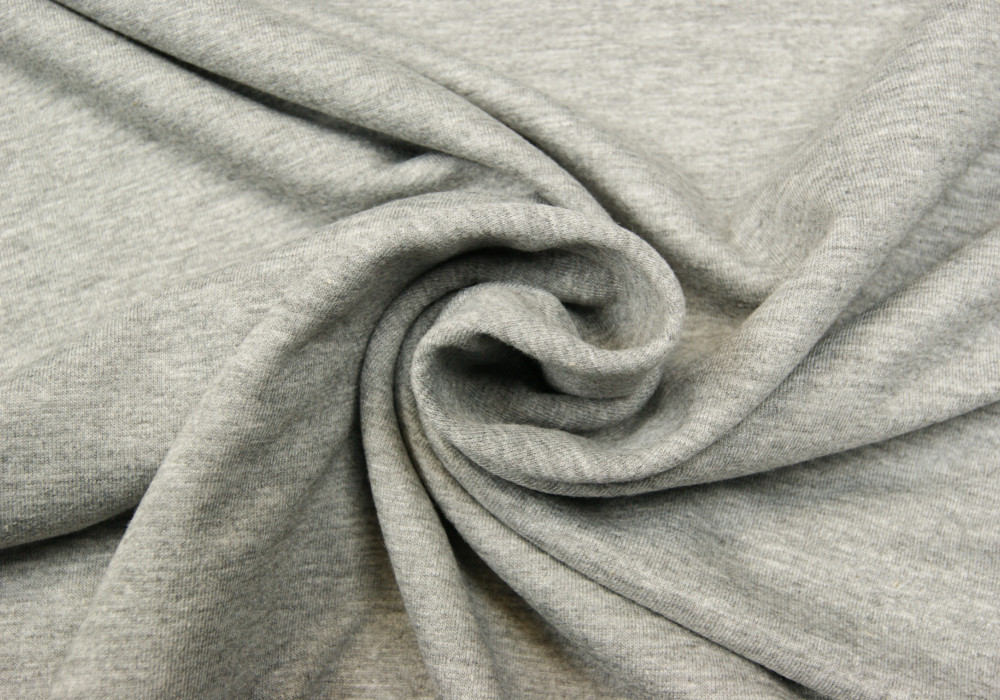 Joggingstof stretch / French terry grijs-melee licht