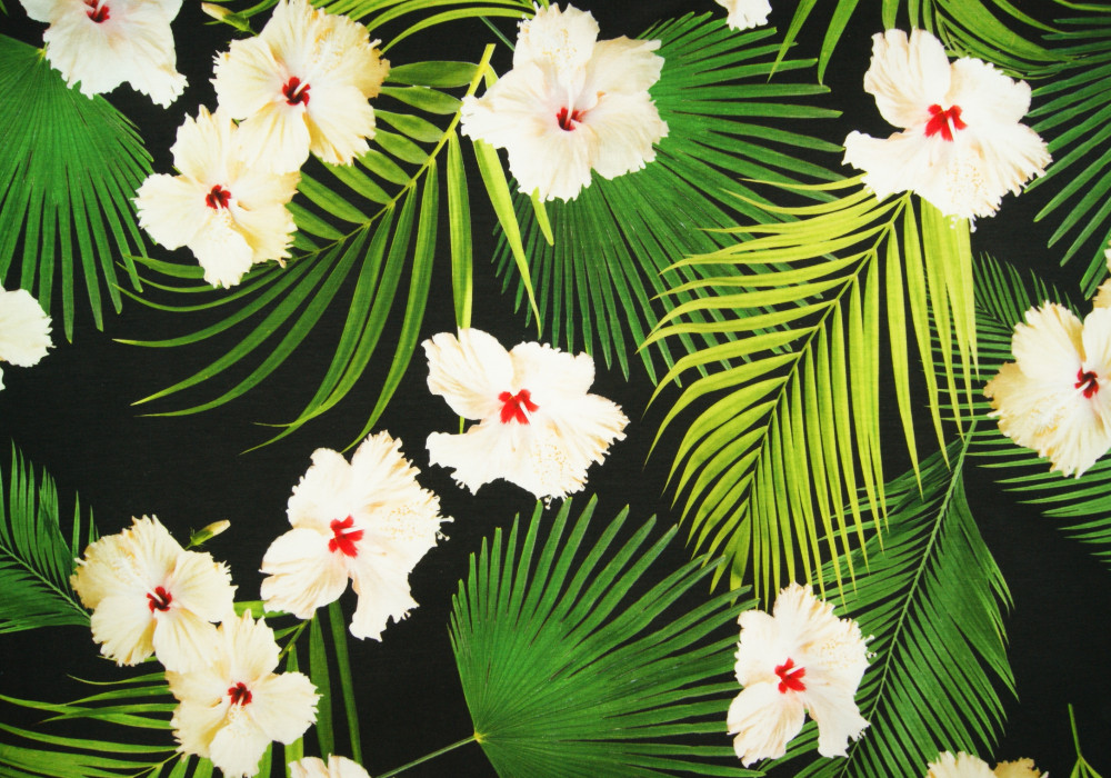 Digitale fotoprint tricot palm en bloem