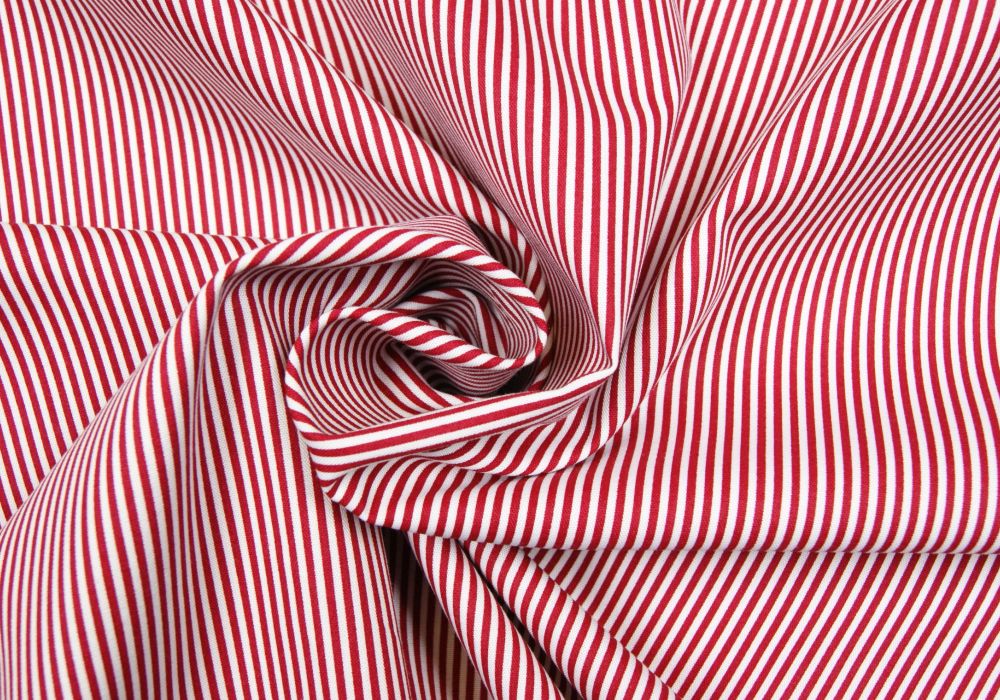 Streepjes Stof donkerrood/wit streepje 2mm