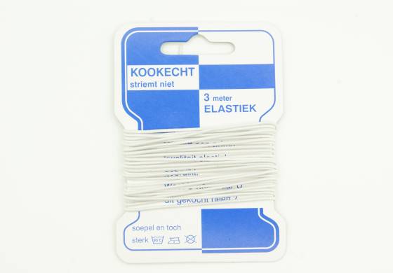 Hoeden elastiek wit 1mm