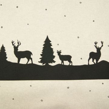 Weihnachtsstoff schwarz Hirsch