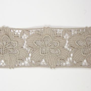 Kanten lint bloem taupe