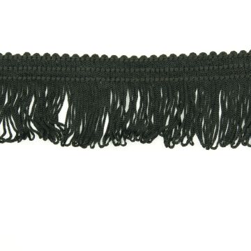 Franjeband satijn zwart 4cm lang