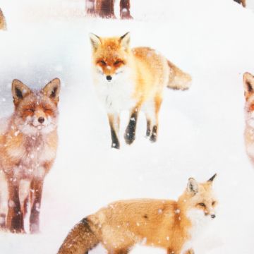 Digitale fotoprint tricot vosjes in sneeuw