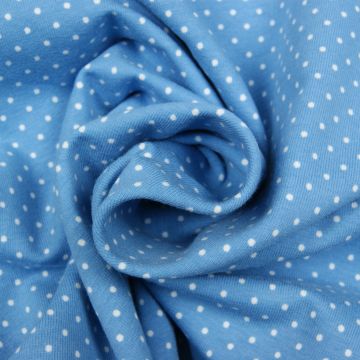 Stippen print tricot jeansblauw