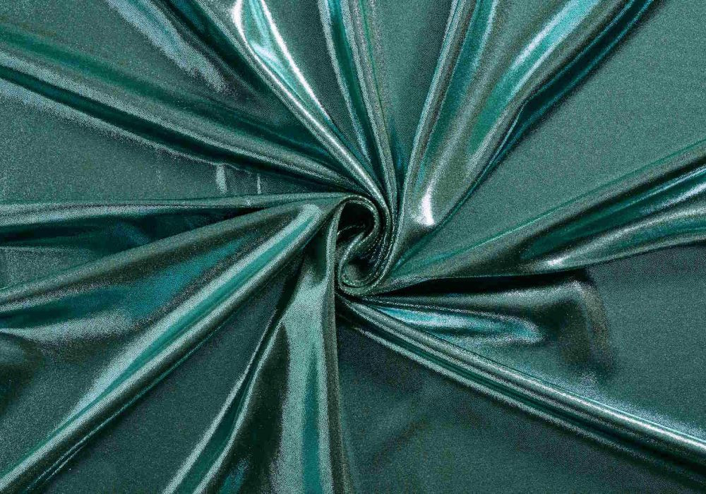 Glitter stof met stretch lycra petrol