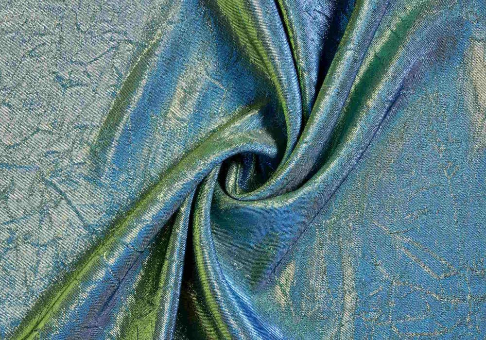 Metallic Lurex stof blauw groen