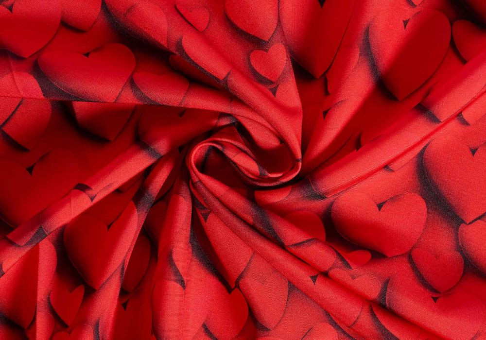 Stof met Hartjes Rood