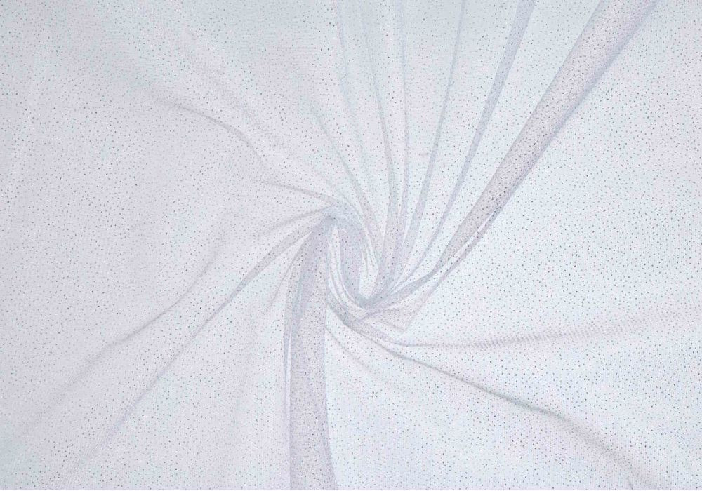 Tule Glitter Zilver Wit