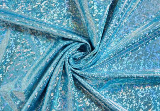 Glitterstof Lycra Stretch Aqua Blauw