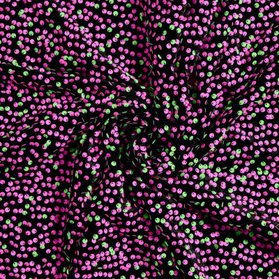 Paillettenstof Zwart - Velvet Groen Roze