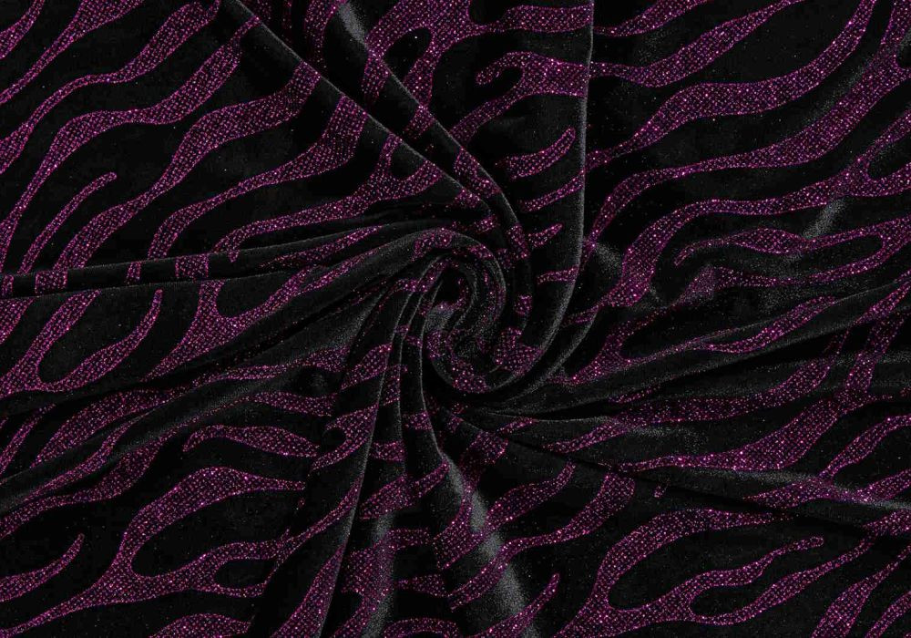 fluweel met stretch zwart fuchsia