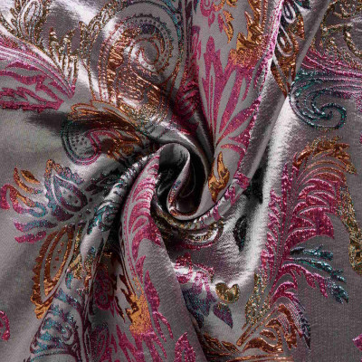 Jacquard Stof Multicolour Paisley Roze