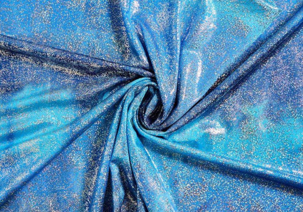 Glitter stof tie-dye glitters blauw