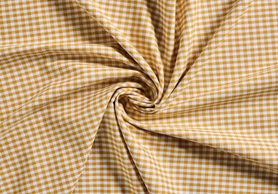 boerenbont ruitjes stof okergeel wit 5 mm