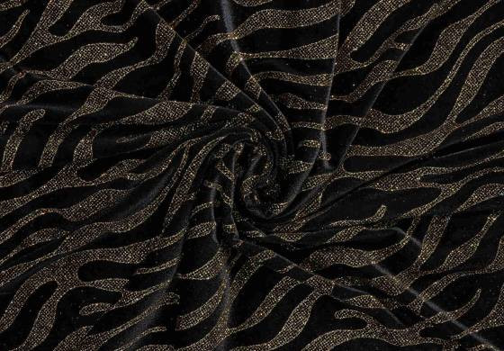 fluweel stof lycra stretch goud zwart glitterstof