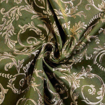 Jacquard Stof Barok Groen Goud