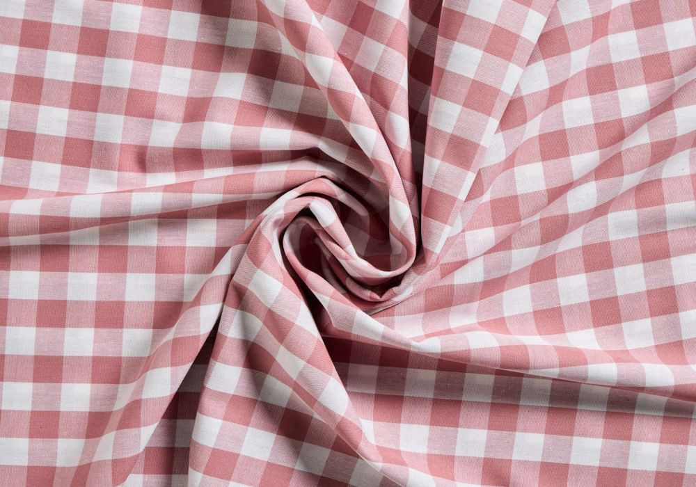 Boerenbont Stof met Ruitjes Oudroze Wit 20 mm