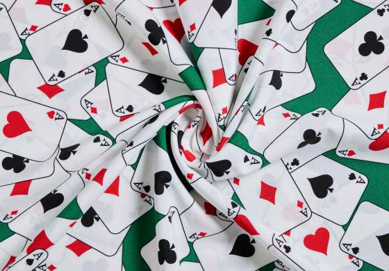 Stof met Speelkaarten Print Terlenka